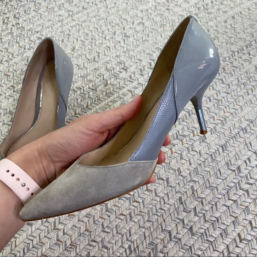 Zara Woman gray mixed media pumps size 37